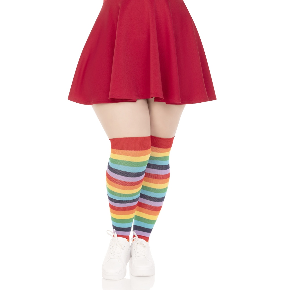 Leg Avenue - Spandex Rainbow Schenkelhohe Strümpfe - Regenbogen